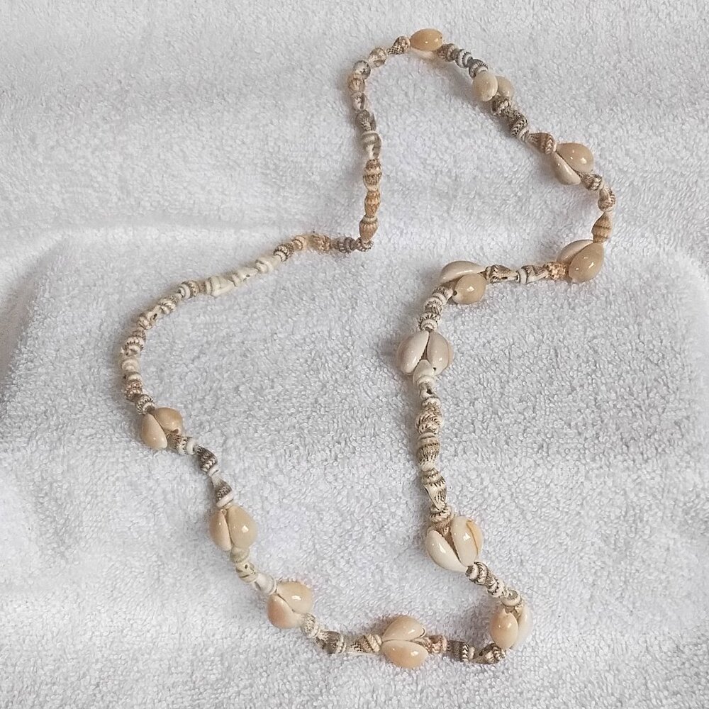 Real Fully Intact 35" Polished Seashell Necklace Fashion Piece Without Clasp!!